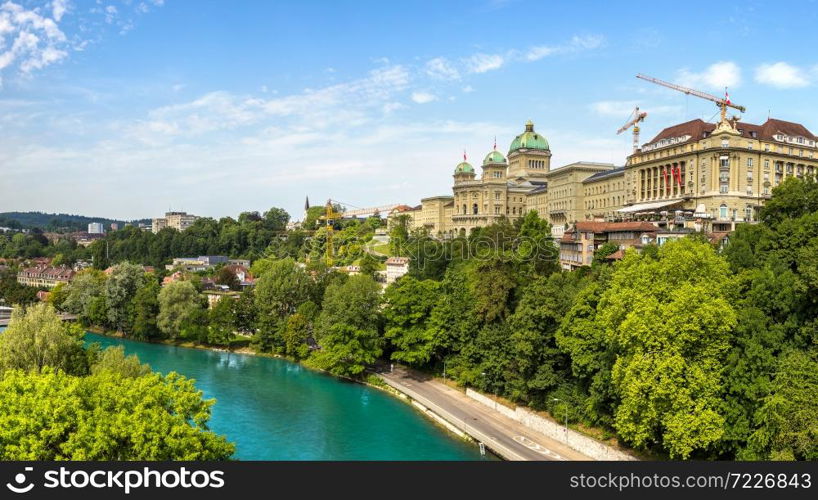 Federal palace of Switzerland in Bern in a beautiful summer day, Switzerland