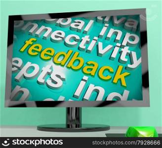 Feedback Word Cloud Screen Showing Opinion Evaluation And Surveys