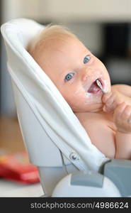 Feeding baby with a spoon