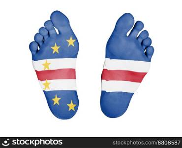 Feet with flag, sleeping or death concept, flag of Cape Verde