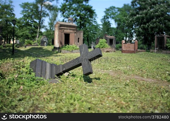 felled grave cross