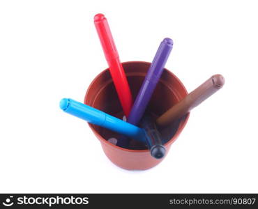 felt-tip pens in a flowerpot