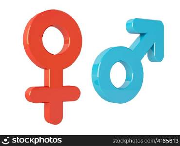 Female and Male Symbols isolated on White Background