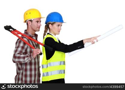 Female architect giving orders