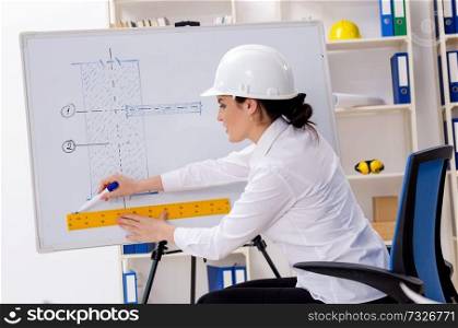 Female architect working in the office 