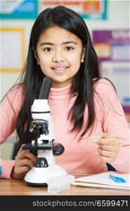 Female asian student in science lesson
