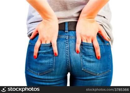 female ass in jeans with pockets