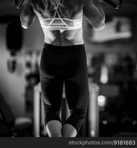 Female Athlete Exercising in the gym, black and white