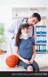 Female basketball player visiting doctor after injury