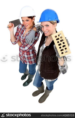 Female bricklaying team