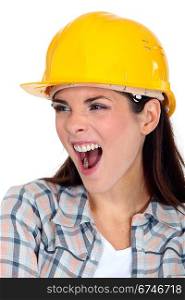 Female builder shouting