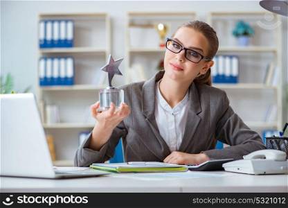 Female businesswoman boss accountant working in the office
