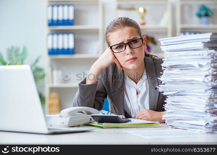 Female businesswoman boss accountant working in the office