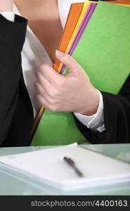 Female businesswoman holding documents