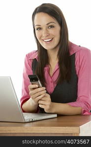 Female Businesswoman Using Laptop At Desk