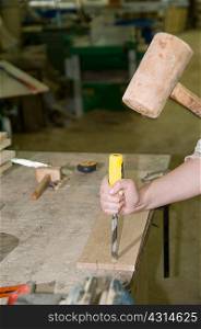Female carpenter at work