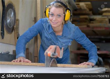 female carpenter in a workshop