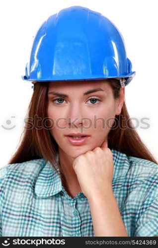 Female construction worker.