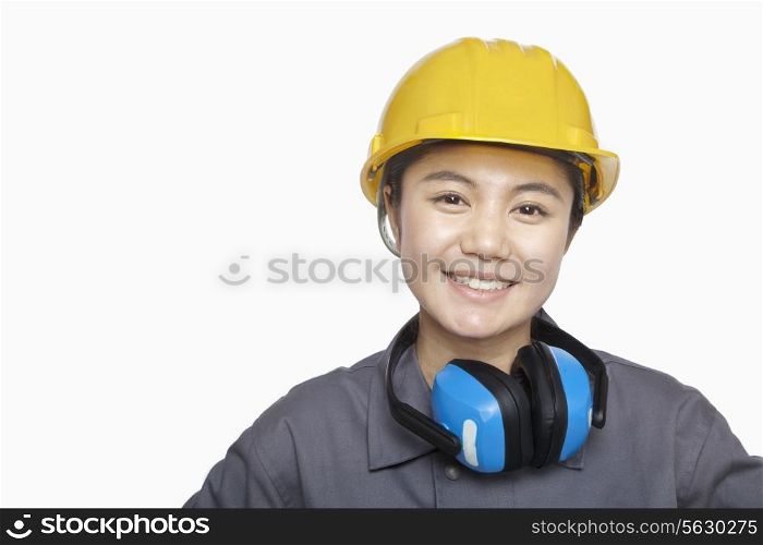 Female Construction worker, close up, portrait