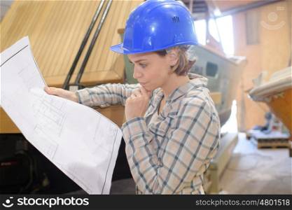 female construction worker on a job site