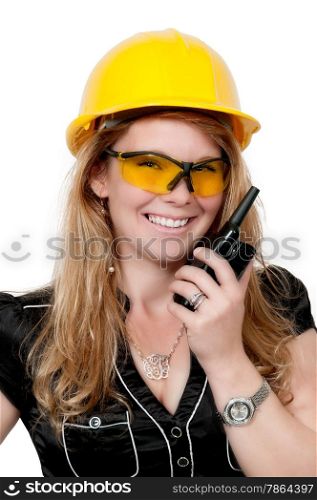 Female construction worker on a job site