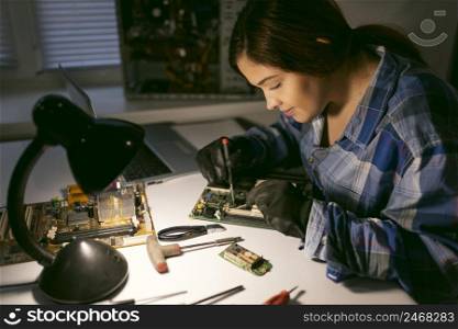 female desk repairing