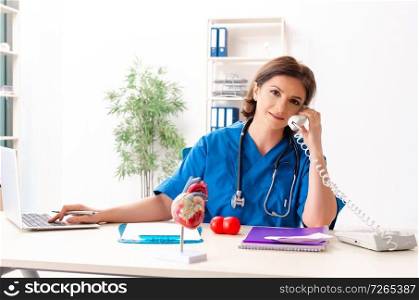 Female doctor cardiologist working in the hospital 