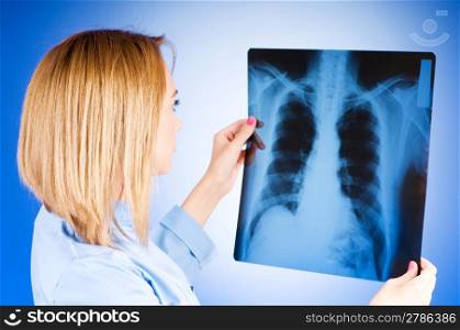 Female doctor carefully x-ray of patient
