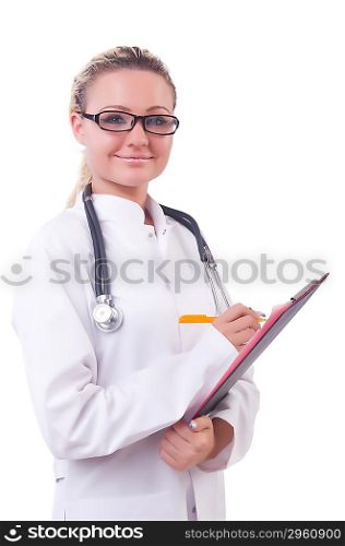 Female doctor isolated on white