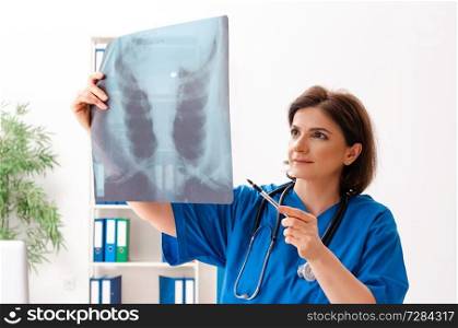 Female doctor radiologist working at the clinic 