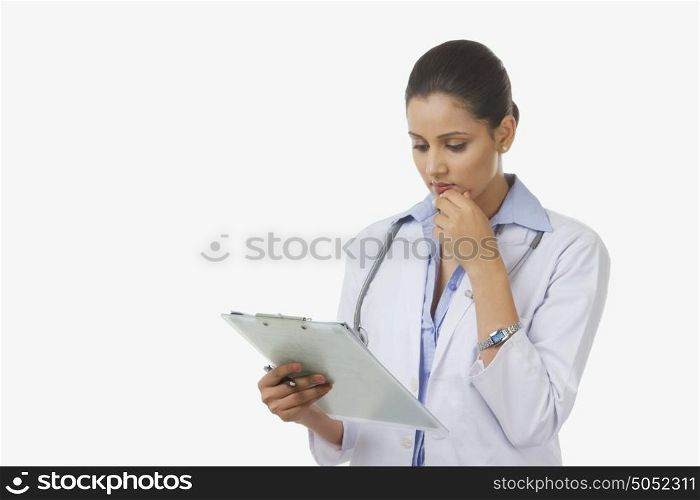 Female doctor thinking
