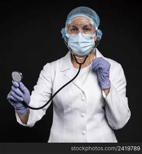 female doctor wearing pandemic medical equipment