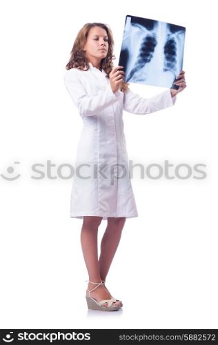 Female doctor with x-ray scan