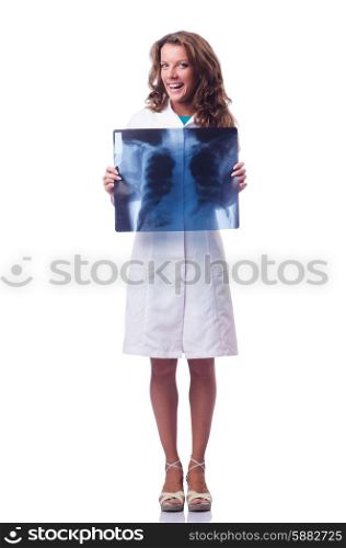 Female doctor with x-ray scan