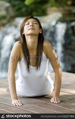 Female doing yoga