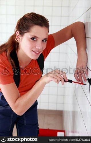 female electrician working