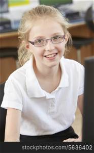 Female Elementary School Pupil In Computer Class