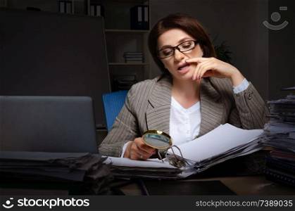 Female employee suffering from excessive work   