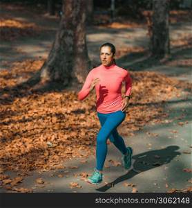 Female Enjoy Running Outdoors . Woman Jogging in Nature, Outdoors