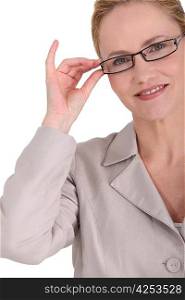 Female executive wearing glasses