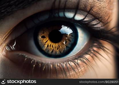 Female eye close up. Generative AI. High quality illustration. Female eye close up. Generative AI