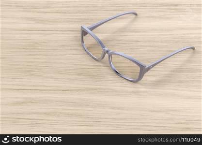 Female eyeglasses on wooden table