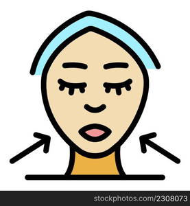 Female face icon. Outline female face vector icon color flat isolated. Female face icon color outline vector