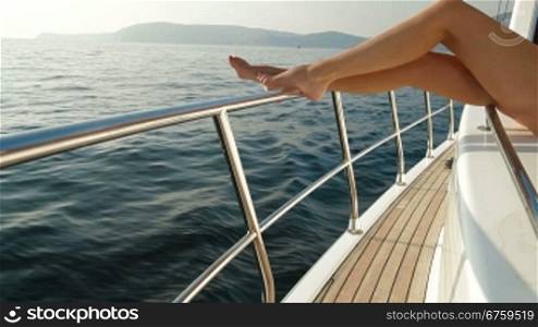 Female Feet on Luxury Yacht