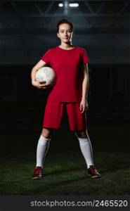 female football player with ball