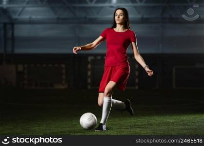 female football player with ball 3