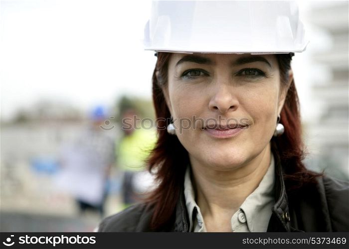 Female foreman running construction site