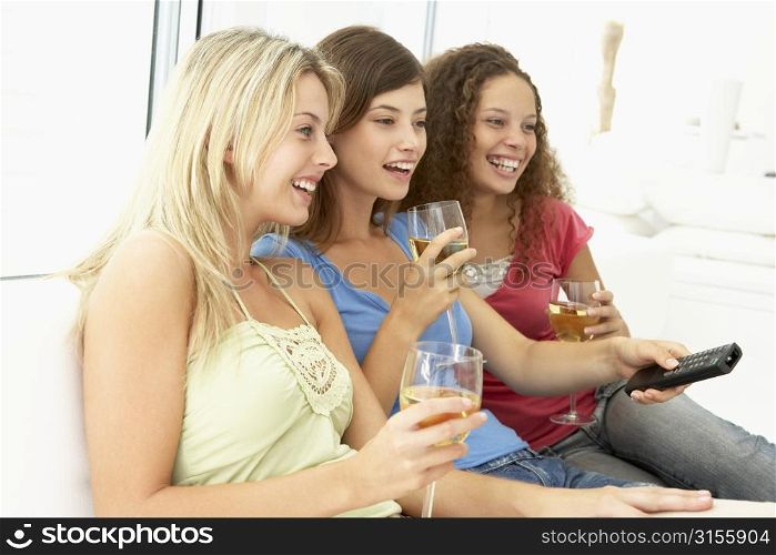 Female Friends Watching Television Together