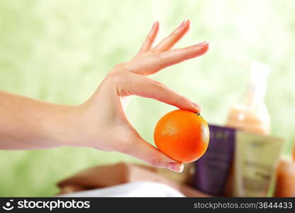 Female hands and manicure related objects in spa salon