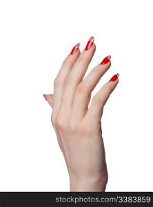 Female hands with French manicure. It is isolated on a white background